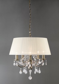 Olivia Antique Brass-Ivory Cream Crystal Ceiling Lights Diyas Shaded Crystal Fittings